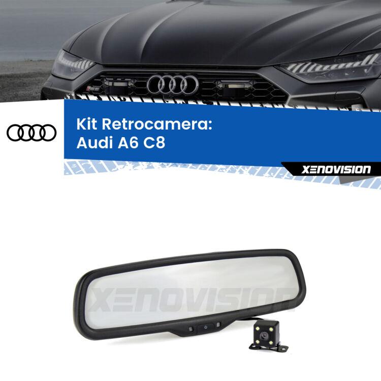 Telecamera e Specchio retrovisore OEM Look con display invisibile per Audi A6 C8 Kit Telecamera Parcheggio e Specchietto retrovisore con display invisibile per Audi A6 C8. Spento è identico all’originale. In retromarcia, l’immagine appare in un riquadro prima invisibile
