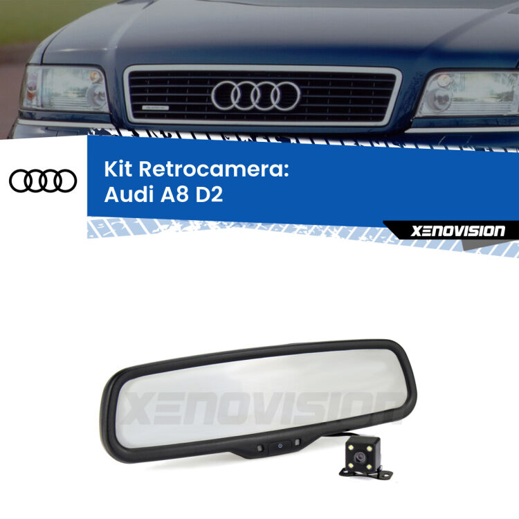 Telecamera e Specchio retrovisore OEM Look con display invisibile per Audi A8 D2 Kit Telecamera Parcheggio e Specchietto retrovisore con display invisibile per Audi A8 D2. Spento è identico all’originale. In retromarcia, l’immagine appare in un riquadro prima invisibile