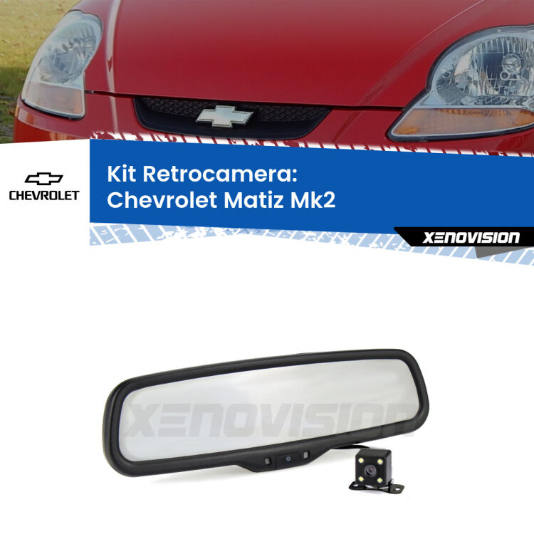 Telecamera e Specchio retrovisore OEM Look con display invisibile per Chevrolet Matiz Mk2 Kit Telecamera Parcheggio e Specchietto retrovisore con display invisibile per Chevrolet Matiz Mk2. Spento è identico all’originale. In retromarcia, l’immagine appare in un riquadro prima invisibile