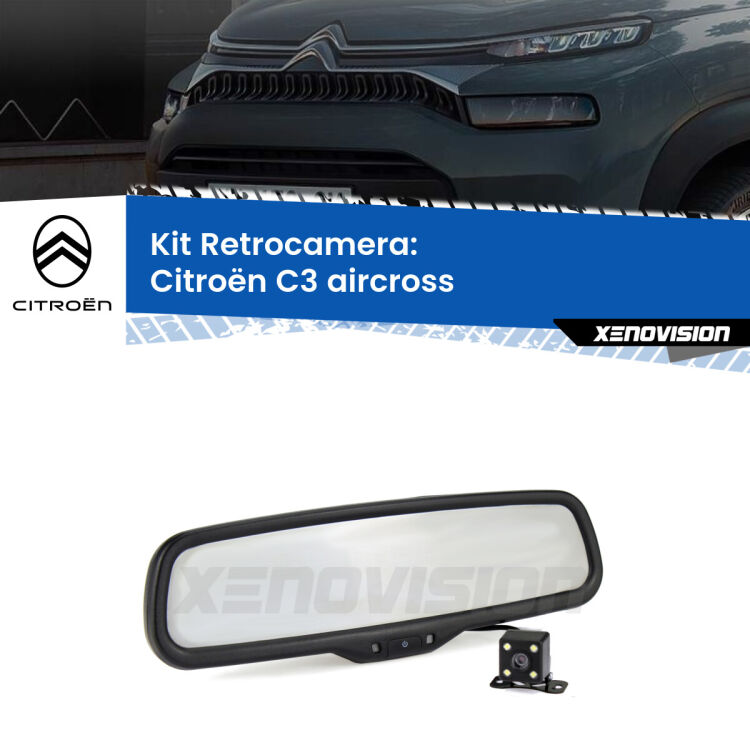 Telecamera e Specchio retrovisore OEM Look con display invisibile per Citroën C3 aircross  Kit Telecamera Parcheggio e Specchietto retrovisore con display invisibile per Citroën C3 aircross . Spento è identico all’originale. In retromarcia, l’immagine appare in un riquadro prima invisibile