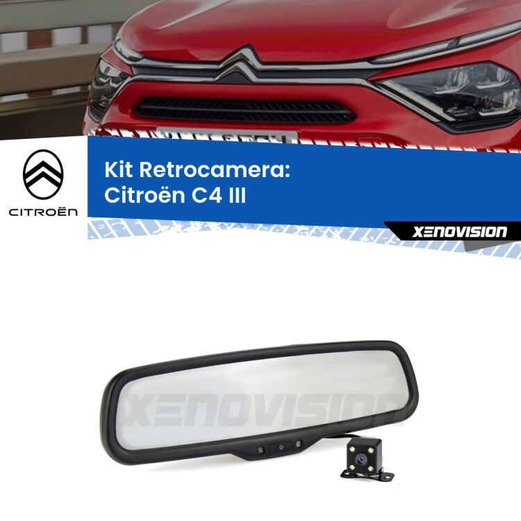 Telecamera e Specchio retrovisore OEM Look con display invisibile per Citroën C4 III Kit Telecamera Parcheggio e Specchietto retrovisore con display invisibile per Citroën C4 III. Spento è identico all’originale. In retromarcia, l’immagine appare in un riquadro prima invisibile