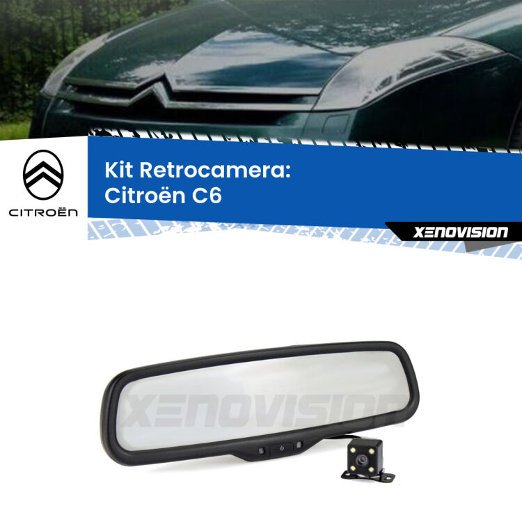 Telecamera e Specchio retrovisore OEM Look con display invisibile per Citroën C6  Kit Telecamera Parcheggio e Specchietto retrovisore con display invisibile per Citroën C6 . Spento è identico all’originale. In retromarcia, l’immagine appare in un riquadro prima invisibile