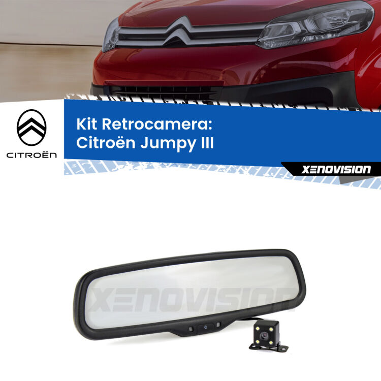 Telecamera e Specchio retrovisore OEM Look con display invisibile per Citroën Jumpy III Kit Telecamera Parcheggio e Specchietto retrovisore con display invisibile per Citroën Jumpy III. Spento è identico all’originale. In retromarcia, l’immagine appare in un riquadro prima invisibile