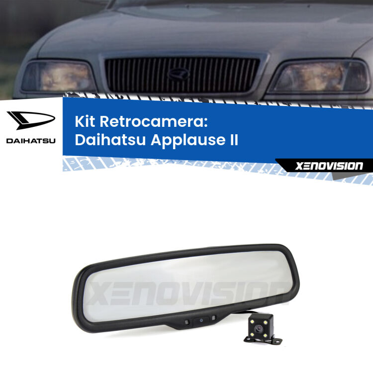 Telecamera e Specchio retrovisore OEM Look con display invisibile per Daihatsu Applause II Kit Telecamera Parcheggio e Specchietto retrovisore con display invisibile per Daihatsu Applause II. Spento è identico all’originale. In retromarcia, l’immagine appare in un riquadro prima invisibile
