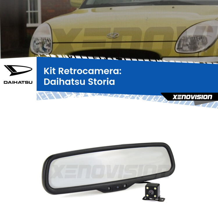 Telecamera e Specchio retrovisore OEM Look con display invisibile per Daihatsu Storia Kit Telecamera Parcheggio e Specchietto retrovisore con display invisibile per Daihatsu Storia . Spento è identico all’originale. In retromarcia, l’immagine appare in un riquadro prima invisibile