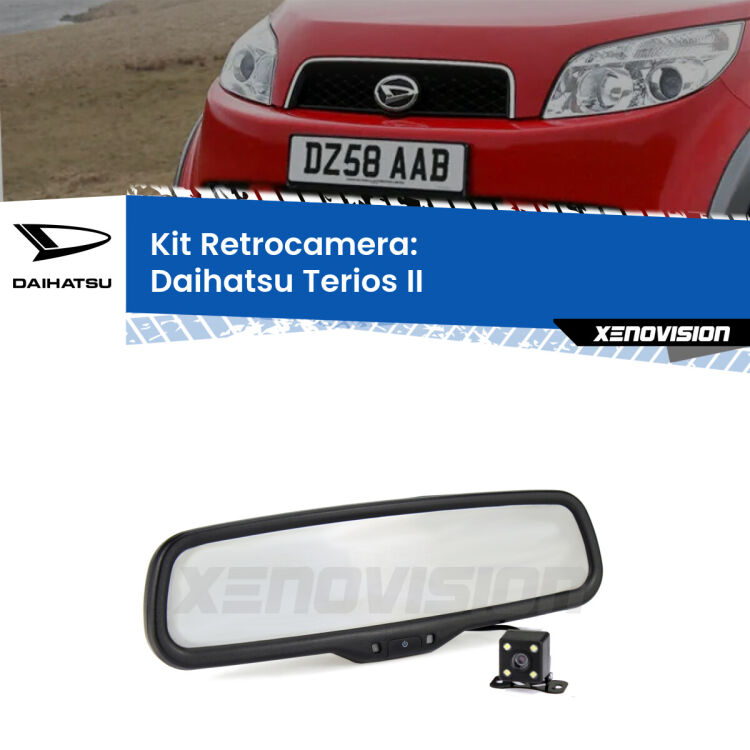 Telecamera e Specchio retrovisore OEM Look con display invisibile per Daihatsu Terios II Kit Telecamera Parcheggio e Specchietto retrovisore con display invisibile per Daihatsu Terios II. Spento è identico all’originale. In retromarcia, l’immagine appare in un riquadro prima invisibile