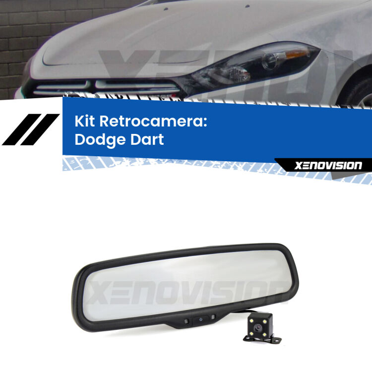 Telecamera e Specchio retrovisore OEM Look con display invisibile per Dodge Dart Kit Telecamera Parcheggio e Specchietto retrovisore con display invisibile per Dodge Dart . Spento è identico all’originale. In retromarcia, l’immagine appare in un riquadro prima invisibile