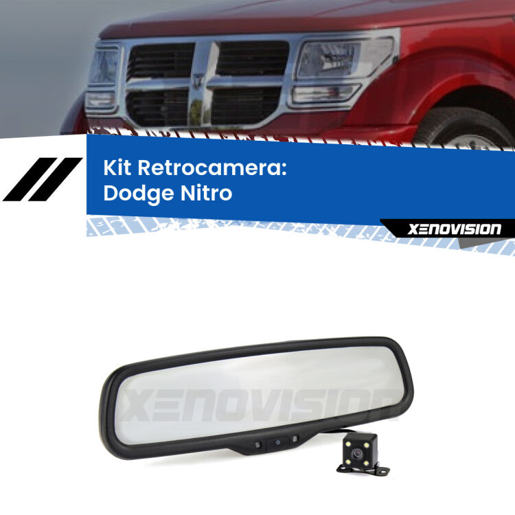 Telecamera e Specchio retrovisore OEM Look con display invisibile per Dodge Nitro  Kit Telecamera Parcheggio e Specchietto retrovisore con display invisibile per Dodge Nitro . Spento è identico all’originale. In retromarcia, l’immagine appare in un riquadro prima invisibile