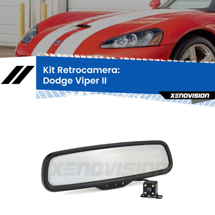 Telecamera e Specchio retrovisore OEM Look con display invisibile per Dodge Viper II Kit Telecamera Parcheggio e Specchietto retrovisore con display invisibile per Dodge Viper II. Spento è identico all’originale. In retromarcia, l’immagine appare in un riquadro prima invisibile
