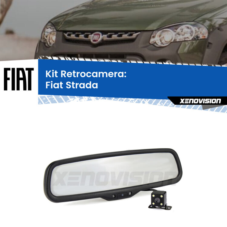 Telecamera e Specchio retrovisore OEM Look con display invisibile per Fiat Strada Kit Telecamera Parcheggio e Specchietto retrovisore con display invisibile per Fiat Strada . Spento è identico all’originale. In retromarcia, l’immagine appare in un riquadro prima invisibile