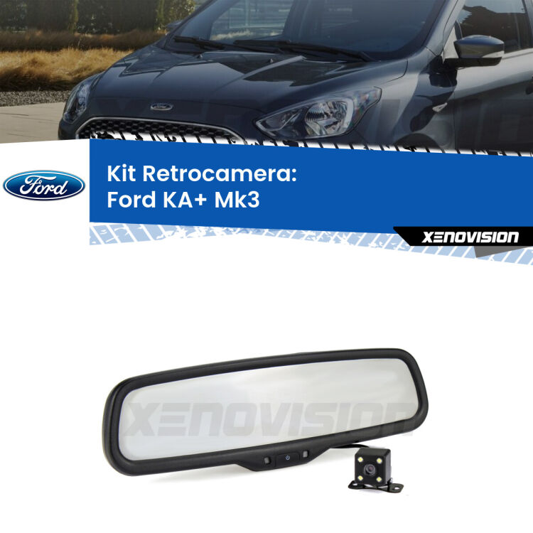 Telecamera e Specchio retrovisore OEM Look con display invisibile per Ford KA+ Mk3 Kit Telecamera Parcheggio e Specchietto retrovisore con display invisibile per Ford KA+ Mk3. Spento è identico all’originale. In retromarcia, l’immagine appare in un riquadro prima invisibile