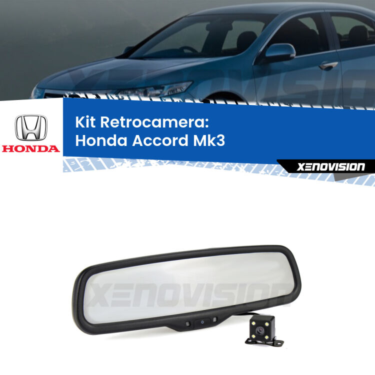 Telecamera e Specchio retrovisore OEM Look con display invisibile per Honda Accord Mk3 Kit Telecamera Parcheggio e Specchietto retrovisore con display invisibile per Honda Accord Mk3. Spento è identico all’originale. In retromarcia, l’immagine appare in un riquadro prima invisibile