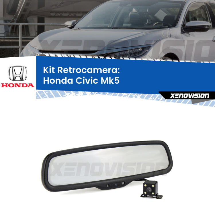 Telecamera e Specchio retrovisore OEM Look con display invisibile per Honda Civic Mk5 Kit Telecamera Parcheggio e Specchietto retrovisore con display invisibile per Honda Civic Mk5. Spento è identico all’originale. In retromarcia, l’immagine appare in un riquadro prima invisibile
