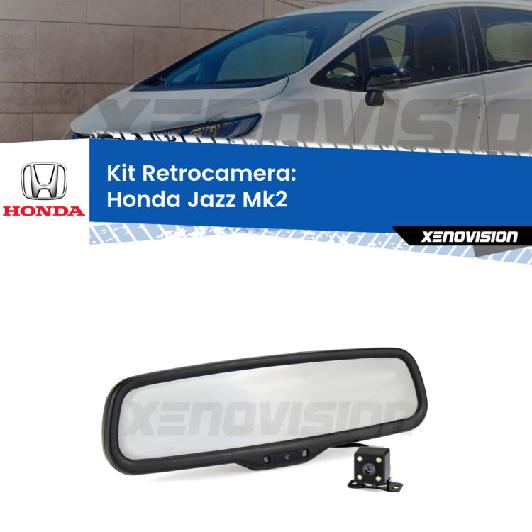 Telecamera e Specchio retrovisore OEM Look con display invisibile per Honda Jazz Mk2 Kit Telecamera Parcheggio e Specchietto retrovisore con display invisibile per Honda Jazz Mk2. Spento è identico all’originale. In retromarcia, l’immagine appare in un riquadro prima invisibile