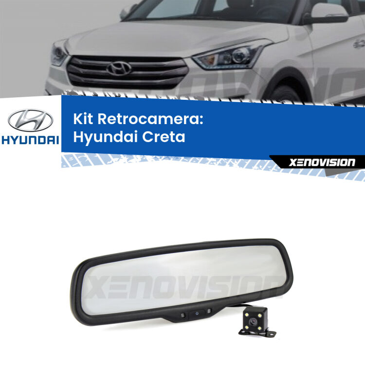 Telecamera e Specchio retrovisore OEM Look con display invisibile per Hyundai Creta  Kit Telecamera Parcheggio e Specchietto retrovisore con display invisibile per Hyundai Creta . Spento è identico all’originale. In retromarcia, l’immagine appare in un riquadro prima invisibile