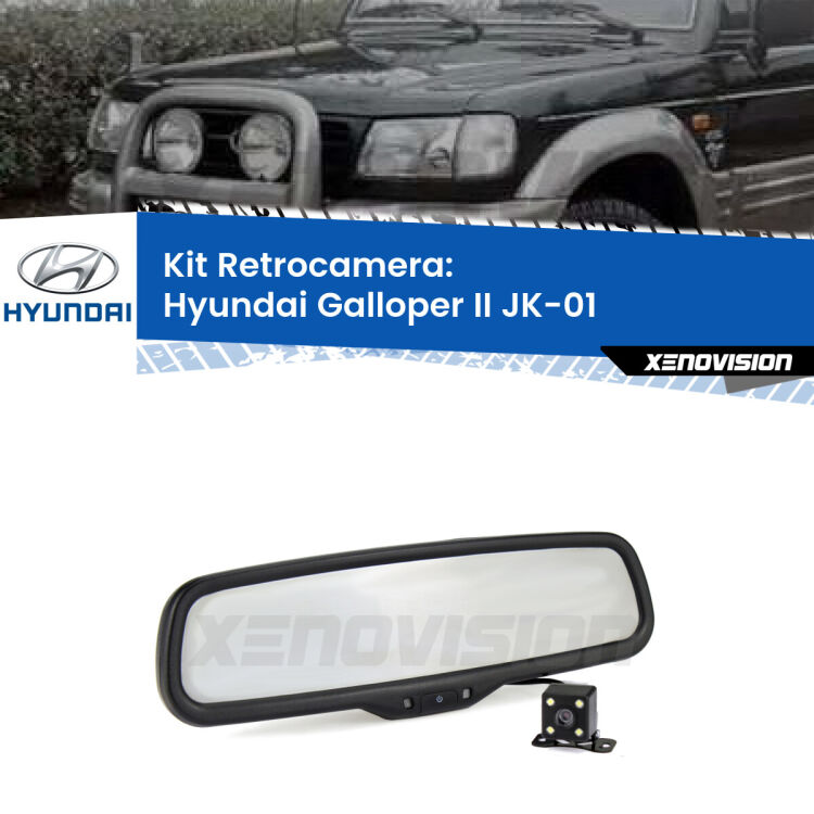 Telecamera e Specchio retrovisore OEM Look con display invisibile per Hyundai Galloper II JK-01 Kit Telecamera Parcheggio e Specchietto retrovisore con display invisibile per Hyundai Galloper II JK-01. Spento è identico all’originale. In retromarcia, l’immagine appare in un riquadro prima invisibile
