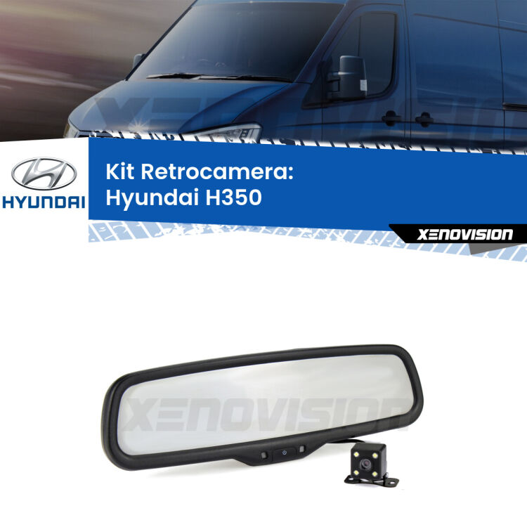 Telecamera e Specchio retrovisore OEM Look con display invisibile per Hyundai H350  Kit Telecamera Parcheggio e Specchietto retrovisore con display invisibile per Hyundai H350 . Spento è identico all’originale. In retromarcia, l’immagine appare in un riquadro prima invisibile