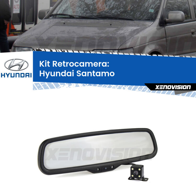 Telecamera e Specchio retrovisore OEM Look con display invisibile per Hyundai Santamo  Kit Telecamera Parcheggio e Specchietto retrovisore con display invisibile per Hyundai Santamo . Spento è identico all’originale. In retromarcia, l’immagine appare in un riquadro prima invisibile