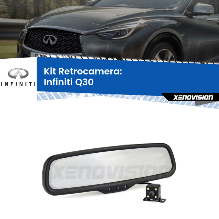 Telecamera e Specchio retrovisore OEM Look con display invisibile per Infiniti Q30 Kit Telecamera Parcheggio e Specchietto retrovisore con display invisibile per Infiniti Q30 . Spento è identico all’originale. In retromarcia, l’immagine appare in un riquadro prima invisibile