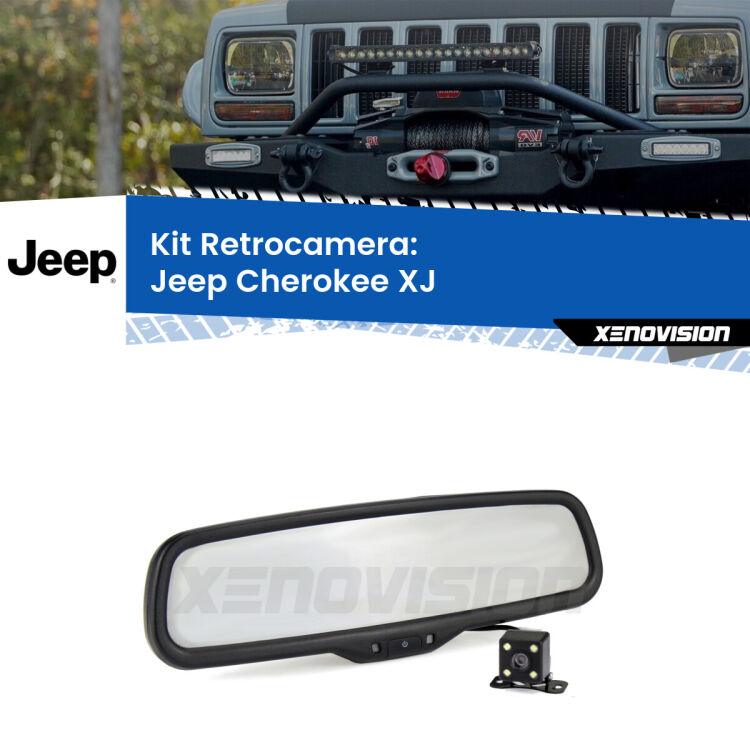 Telecamera e Specchio retrovisore OEM Look con display invisibile per Jeep Cherokee XJ Kit Telecamera Parcheggio e Specchietto retrovisore con display invisibile per Jeep Cherokee XJ. Spento è identico all’originale. In retromarcia, l’immagine appare in un riquadro prima invisibile