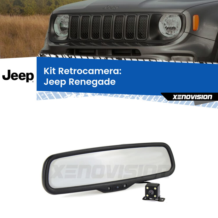 Telecamera e Specchio retrovisore OEM Look con display invisibile per Jeep Renegade  Kit Telecamera Parcheggio e Specchietto retrovisore con display invisibile per Jeep Renegade . Spento è identico all’originale. In retromarcia, l’immagine appare in un riquadro prima invisibile