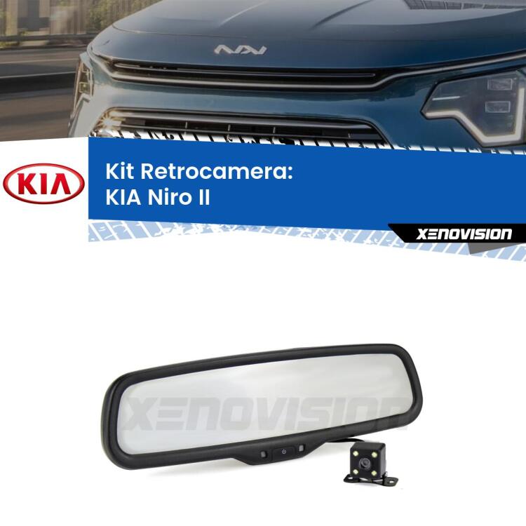 Kit Telecamera Parcheggio e Specchietto retrovisore con display invisibile per KIA Niro II. Spento è identico all’originale. In retromarcia, l’immagine appare in un riquadro prima invisibile