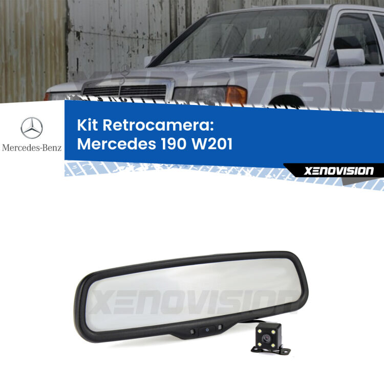 Telecamera e Specchio retrovisore OEM Look con display invisibile per Mercedes 190 W201 Kit Telecamera Parcheggio e Specchietto retrovisore con display invisibile per Mercedes 190 W201. Spento è identico all’originale. In retromarcia, l’immagine appare in un riquadro prima invisibile