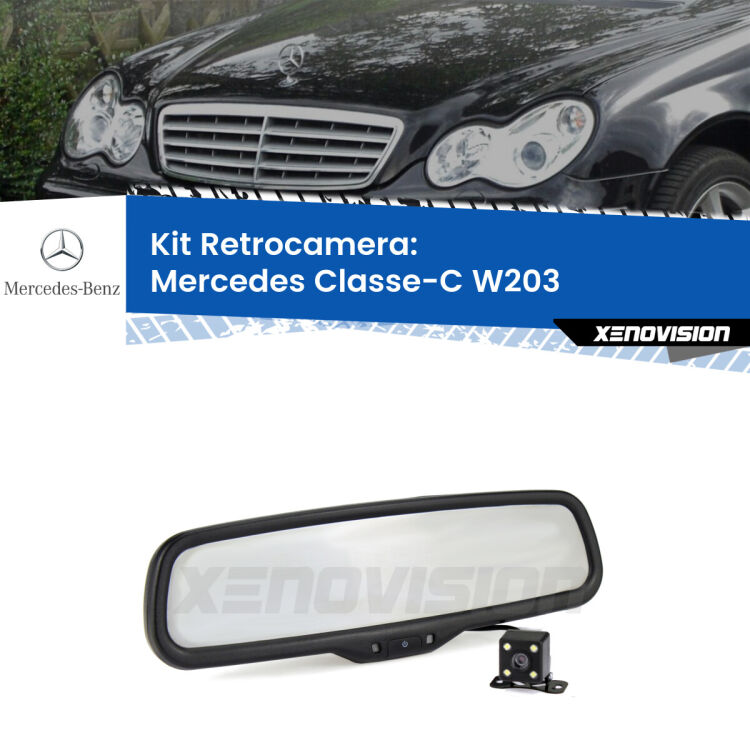 Telecamera e Specchio retrovisore OEM Look con display invisibile per Mercedes Classe-C W203 Kit Telecamera Parcheggio e Specchietto retrovisore con display invisibile per Mercedes Classe-C W203. Spento è identico all’originale. In retromarcia, l’immagine appare in un riquadro prima invisibile