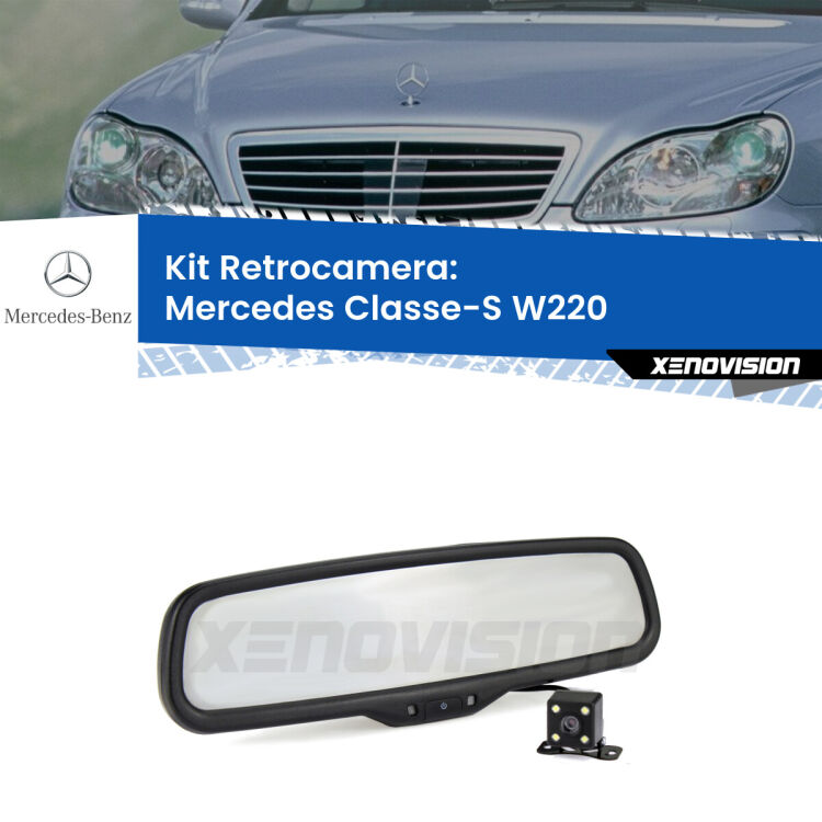 Telecamera e Specchio retrovisore OEM Look con display invisibile per Mercedes Classe-S W220 Kit Telecamera Parcheggio e Specchietto retrovisore con display invisibile per Mercedes Classe-S W220. Spento è identico all’originale. In retromarcia, l’immagine appare in un riquadro prima invisibile