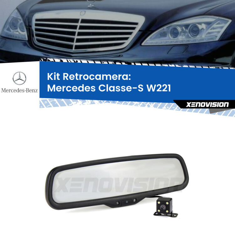 Telecamera e Specchio retrovisore OEM Look con display invisibile per Mercedes Classe-S W221 Kit Telecamera Parcheggio e Specchietto retrovisore con display invisibile per Mercedes Classe-S W221. Spento è identico all’originale. In retromarcia, l’immagine appare in un riquadro prima invisibile