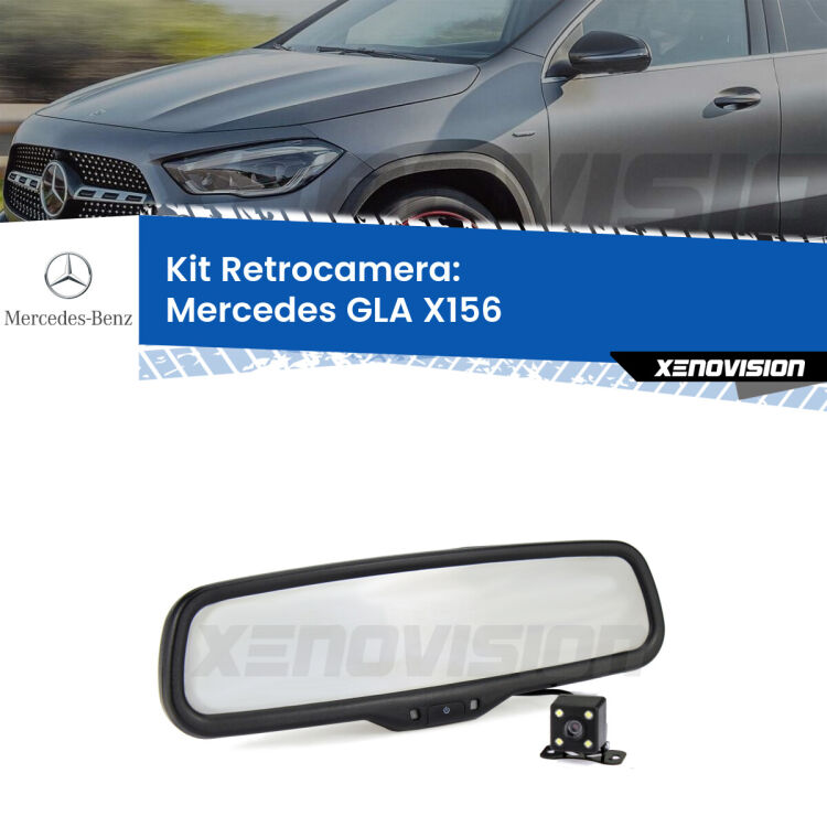 Telecamera e Specchio retrovisore OEM Look con display invisibile per Mercedes GLA X156 Kit Telecamera Parcheggio e Specchietto retrovisore con display invisibile per Mercedes GLA X156. Spento è identico all’originale. In retromarcia, l’immagine appare in un riquadro prima invisibile