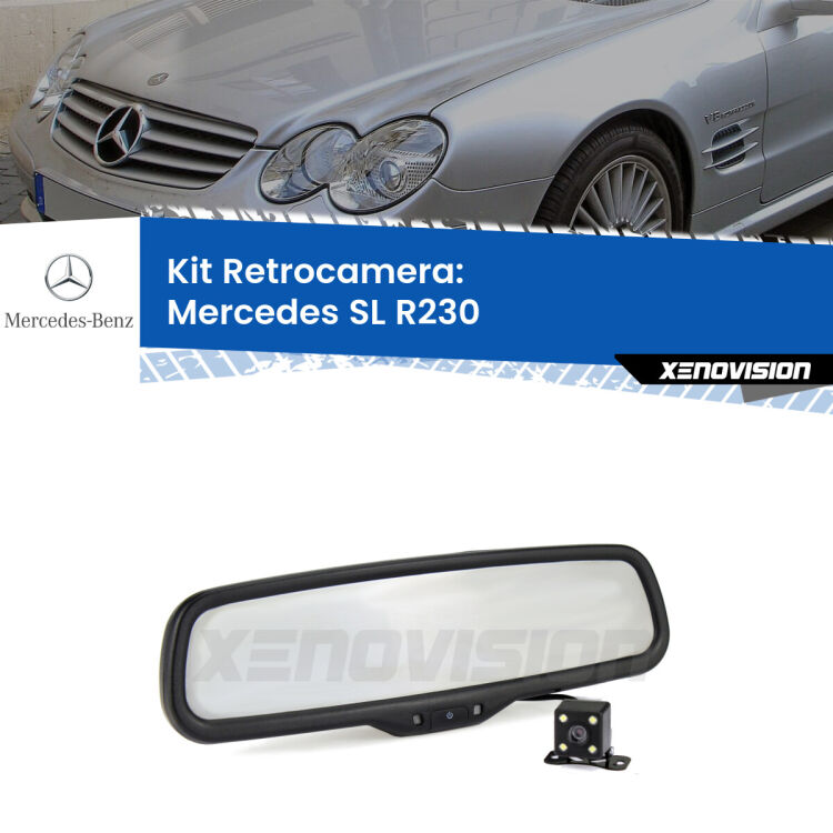 Telecamera e Specchio retrovisore OEM Look con display invisibile per Mercedes SL R230 Kit Telecamera Parcheggio e Specchietto retrovisore con display invisibile per Mercedes SL R230. Spento è identico all’originale. In retromarcia, l’immagine appare in un riquadro prima invisibile