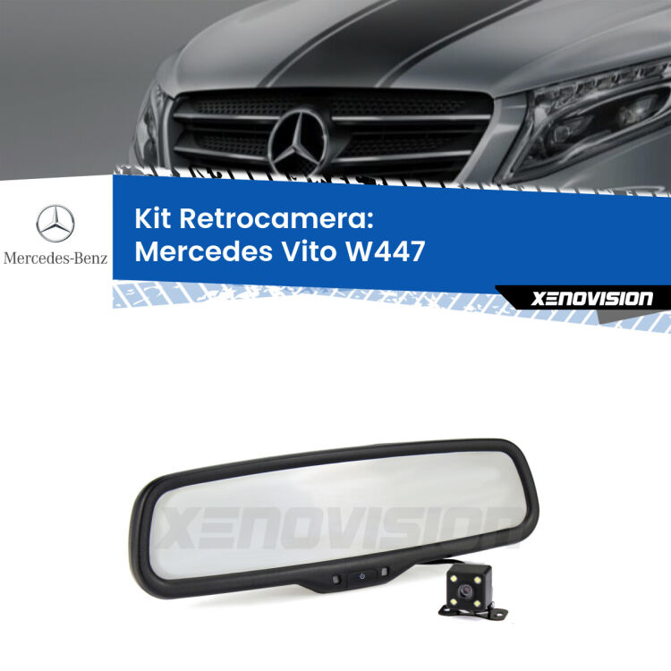 Telecamera e Specchio retrovisore OEM Look con display invisibile per Mercedes Vito W447 Kit Telecamera Parcheggio e Specchietto retrovisore con display invisibile per Mercedes Vito W447. Spento è identico all’originale. In retromarcia, l’immagine appare in un riquadro prima invisibile