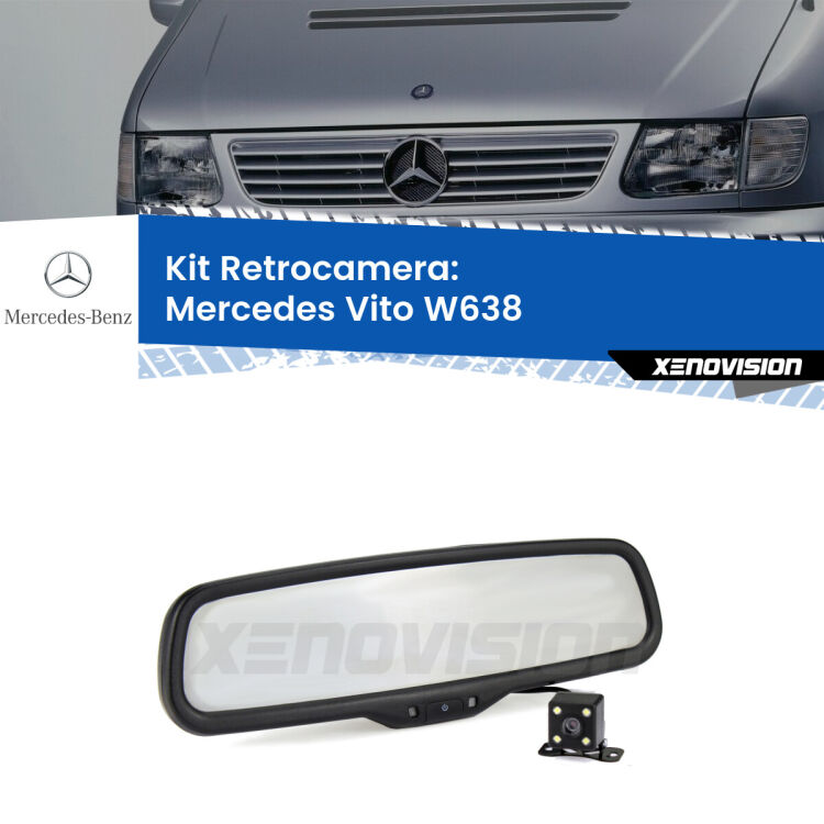Telecamera e Specchio retrovisore OEM Look con display invisibile per Mercedes Vito W638 Kit Telecamera Parcheggio e Specchietto retrovisore con display invisibile per Mercedes Vito W638. Spento è identico all’originale. In retromarcia, l’immagine appare in un riquadro prima invisibile