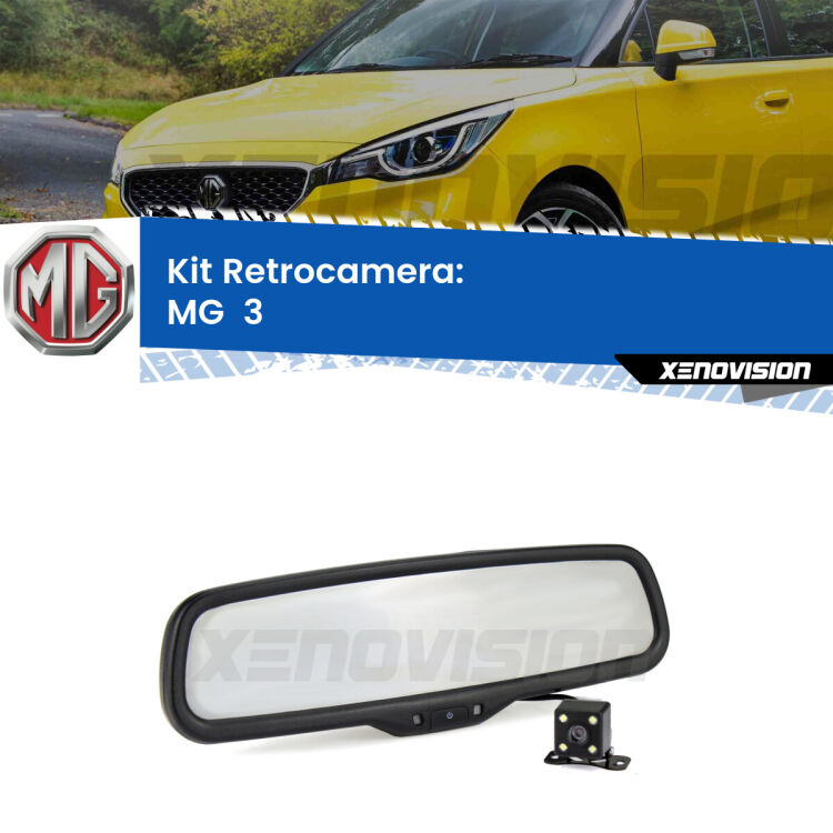 Telecamera e Specchio retrovisore OEM Look con display invisibile per MG  3  Kit Telecamera Parcheggio e Specchietto retrovisore con display invisibile per MG  3 . Spento è identico all’originale. In retromarcia, l’immagine appare in un riquadro prima invisibile