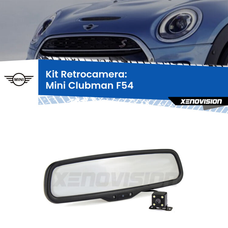 Telecamera e Specchio retrovisore OEM Look con display invisibile per Mini Clubman F54 Kit Telecamera Parcheggio e Specchietto retrovisore con display invisibile per Mini Clubman F54. Spento è identico all’originale. In retromarcia, l’immagine appare in un riquadro prima invisibile