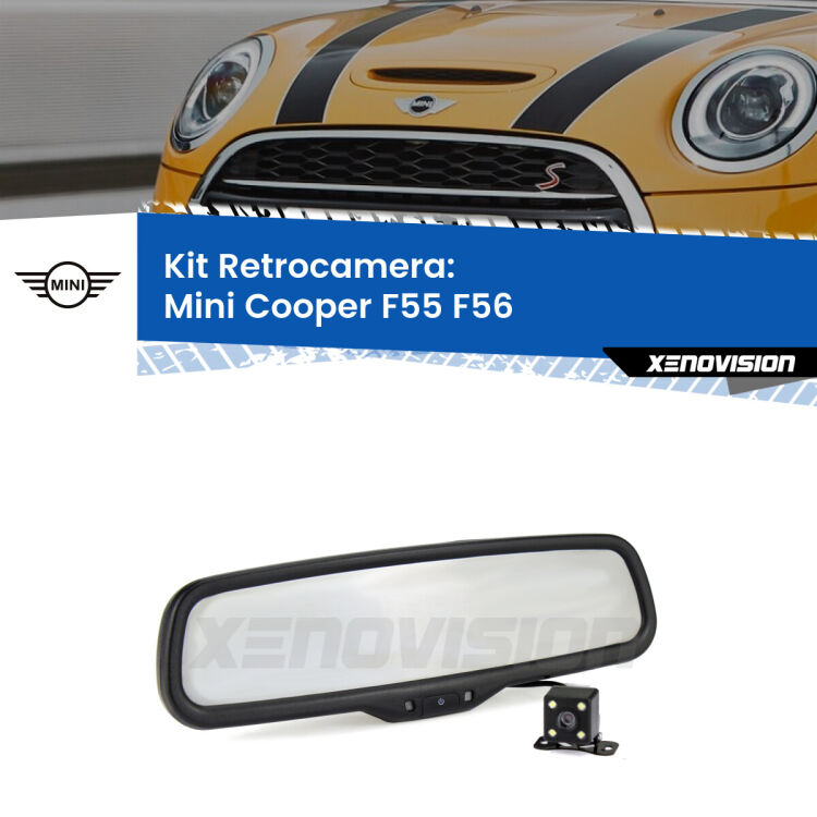 Telecamera e Specchio retrovisore OEM Look con display invisibile per Mini Cooper F55 F56 Kit Telecamera Parcheggio e Specchietto retrovisore con display invisibile per Mini Cooper F55 F56. Spento è identico all’originale. In retromarcia, l’immagine appare in un riquadro prima invisibile