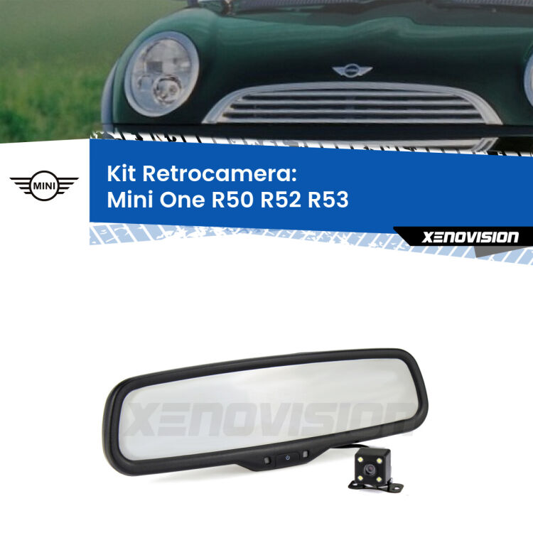 Telecamera e Specchio retrovisore OEM Look con display invisibile per Mini One R50 R52 R53 Kit Telecamera Parcheggio e Specchietto retrovisore con display invisibile per Mini One R50 R52 R53. Spento è identico all’originale. In retromarcia, l’immagine appare in un riquadro prima invisibile
