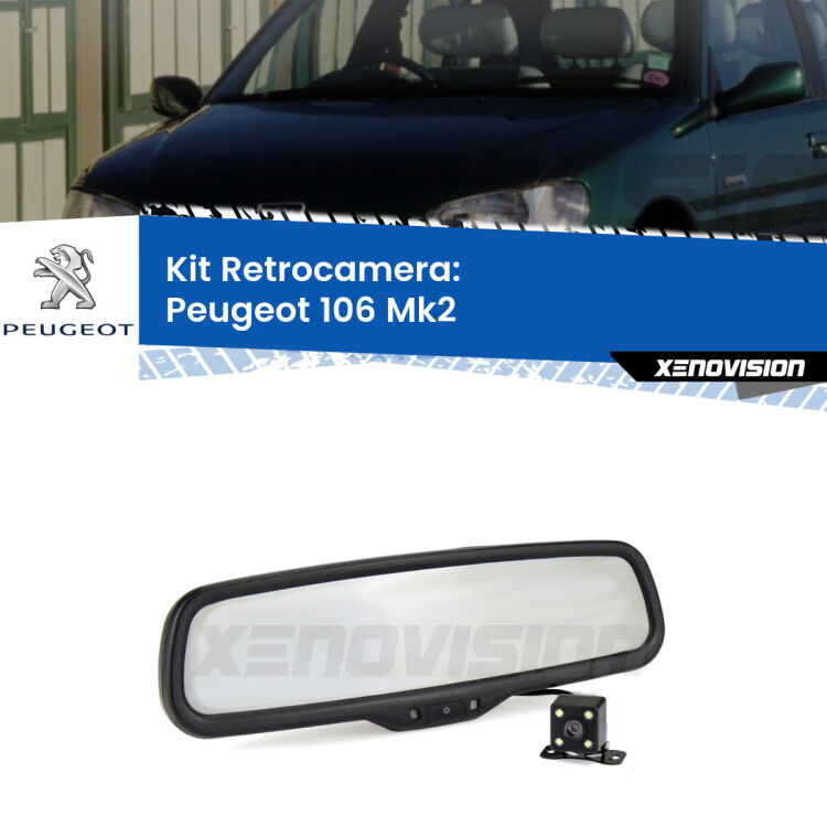 Telecamera e Specchio retrovisore OEM Look con display invisibile per Peugeot 106 Mk2 Kit Telecamera Parcheggio e Specchietto retrovisore con display invisibile per Peugeot 106 Mk2. Spento è identico all’originale. In retromarcia, l’immagine appare in un riquadro prima invisibile
