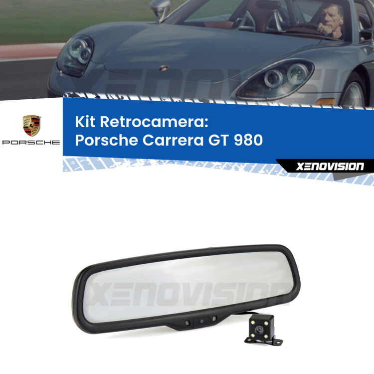 Telecamera e Specchio retrovisore OEM Look con display invisibile per Porsche Carrera GT 980 Kit Telecamera Parcheggio e Specchietto retrovisore con display invisibile per Porsche Carrera GT 980. Spento è identico all’originale. In retromarcia, l’immagine appare in un riquadro prima invisibile