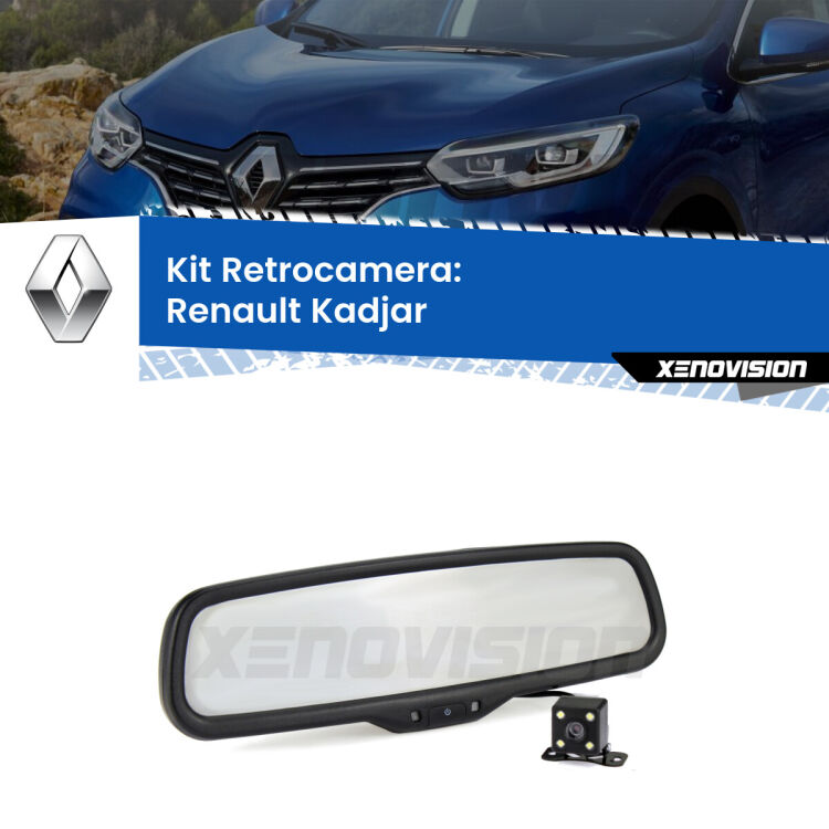 Telecamera e Specchio retrovisore OEM Look con display invisibile per Renault Kadjar  Kit Telecamera Parcheggio e Specchietto retrovisore con display invisibile per Renault Kadjar . Spento è identico all’originale. In retromarcia, l’immagine appare in un riquadro prima invisibile