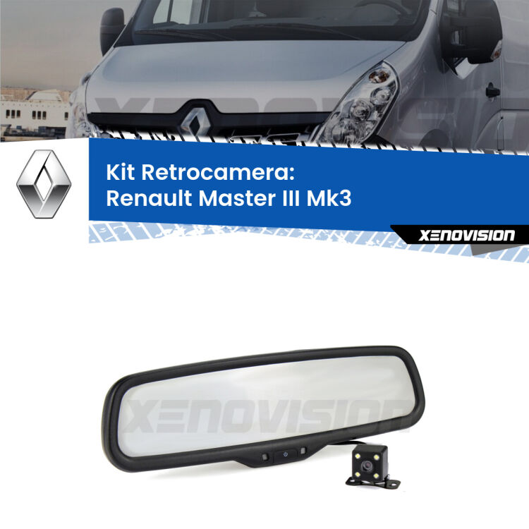 Telecamera e Specchio retrovisore OEM Look con display invisibile per Renault Master III Mk3 Kit Telecamera Parcheggio e Specchietto retrovisore con display invisibile per Renault Master III Mk3. Spento è identico all’originale. In retromarcia, l’immagine appare in un riquadro prima invisibile