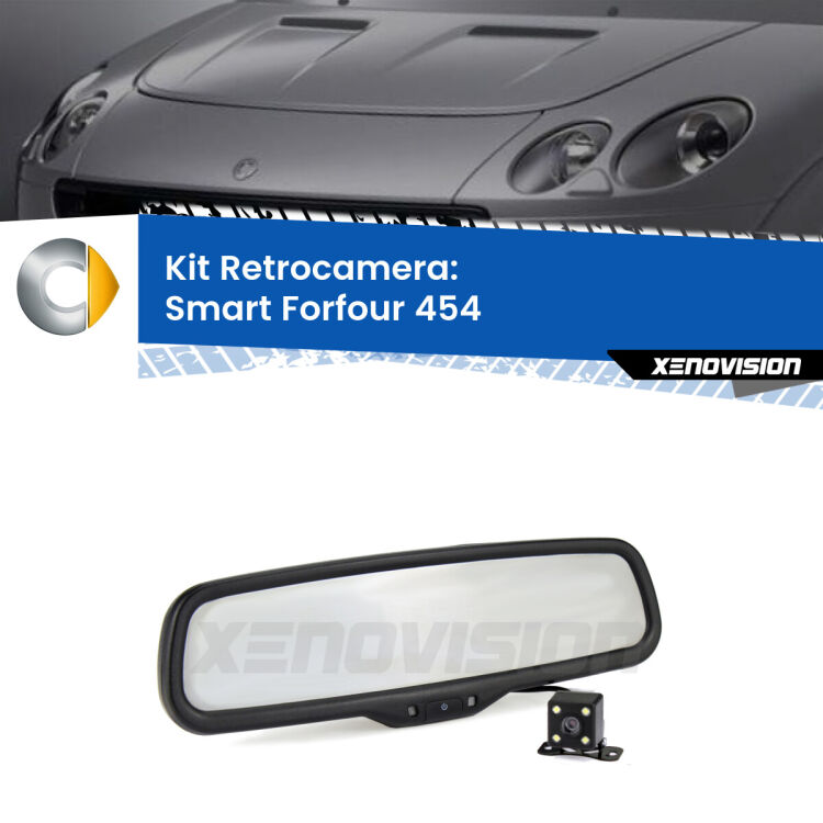 Telecamera e Specchio retrovisore OEM Look con display invisibile per Smart Forfour 454 Kit Telecamera Parcheggio e Specchietto retrovisore con display invisibile per Smart Forfour 454. Spento è identico all’originale. In retromarcia, l’immagine appare in un riquadro prima invisibile