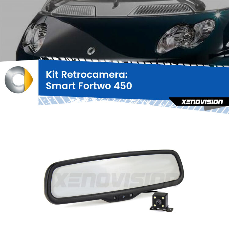 Telecamera e Specchio retrovisore OEM Look con display invisibile per Smart Fortwo 450 Kit Telecamera Parcheggio e Specchietto retrovisore con display invisibile per Smart Fortwo 450. Spento è identico all’originale. In retromarcia, l’immagine appare in un riquadro prima invisibile