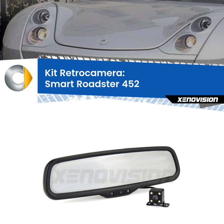 Telecamera e Specchio retrovisore OEM Look con display invisibile per Smart Roadster 452 Kit Telecamera Parcheggio e Specchietto retrovisore con display invisibile per Smart Roadster 452. Spento è identico all’originale. In retromarcia, l’immagine appare in un riquadro prima invisibile