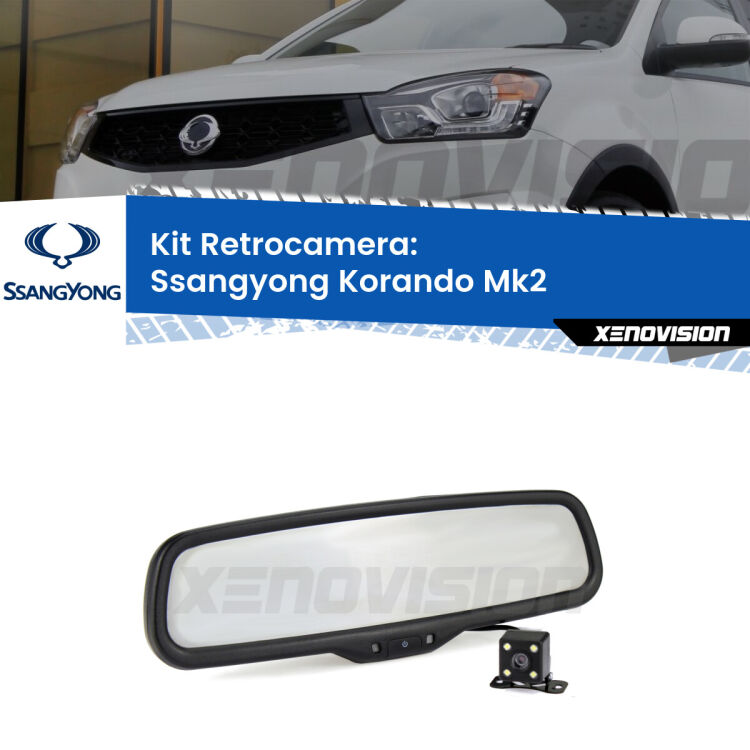 Telecamera e Specchio retrovisore OEM Look con display invisibile per Ssangyong Korando Mk2 Kit Telecamera Parcheggio e Specchietto retrovisore con display invisibile per Ssangyong Korando Mk2. Spento è identico all’originale. In retromarcia, l’immagine appare in un riquadro prima invisibile
