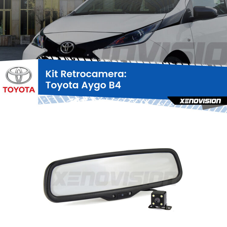 Telecamera e Specchio retrovisore OEM Look con display invisibile per Toyota Aygo B4 Kit Telecamera Parcheggio e Specchietto retrovisore con display invisibile per Toyota Aygo B4. Spento è identico all’originale. In retromarcia, l’immagine appare in un riquadro prima invisibile