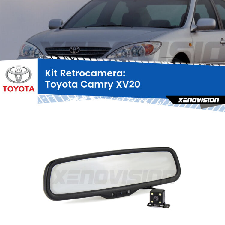 Telecamera e Specchio retrovisore OEM Look con display invisibile per Toyota Camry XV20 Kit Telecamera Parcheggio e Specchietto retrovisore con display invisibile per Toyota Camry XV20. Spento è identico all’originale. In retromarcia, l’immagine appare in un riquadro prima invisibile