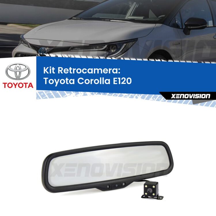 Telecamera e Specchio retrovisore OEM Look con display invisibile per Toyota Corolla E120 Kit Telecamera Parcheggio e Specchietto retrovisore con display invisibile per Toyota Corolla E120. Spento è identico all’originale. In retromarcia, l’immagine appare in un riquadro prima invisibile