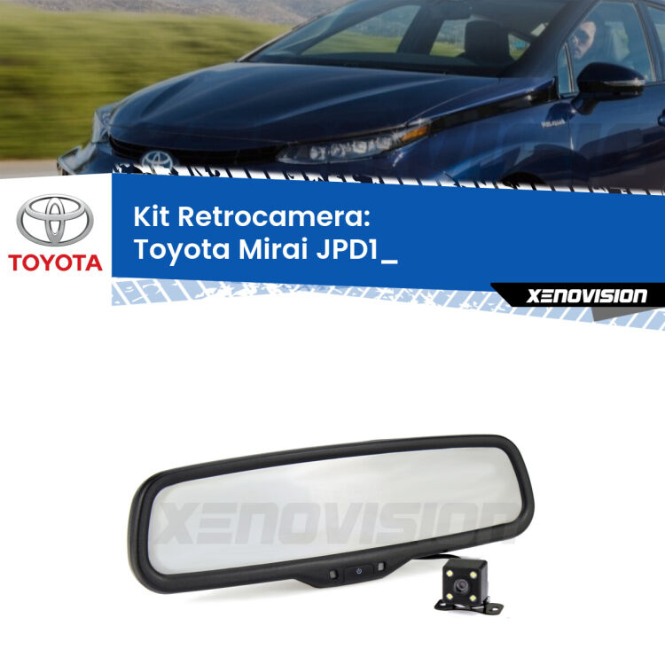 Telecamera e Specchio retrovisore OEM Look con display invisibile per Toyota Mirai JPD1_ Kit Telecamera Parcheggio e Specchietto retrovisore con display invisibile per Toyota Mirai JPD1_. Spento è identico all’originale. In retromarcia, l’immagine appare in un riquadro prima invisibile